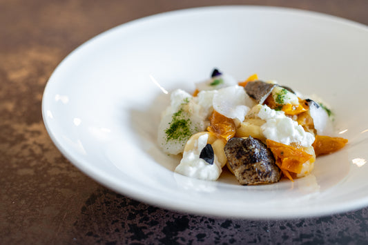 Vesuviotto con baccalà, Pomodorino Giallo Vesuviano Secco e burrata